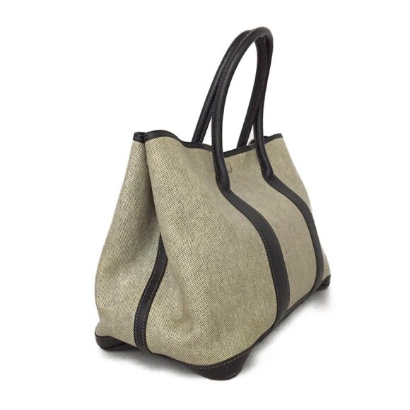 Authentic Hermes Garden Party 36 Greige with Black Leather Trim - Picture 2 of 15